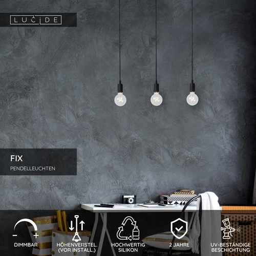 Lucide FIX - Pendelleuchten - 3xE27 - Schwarz - USP